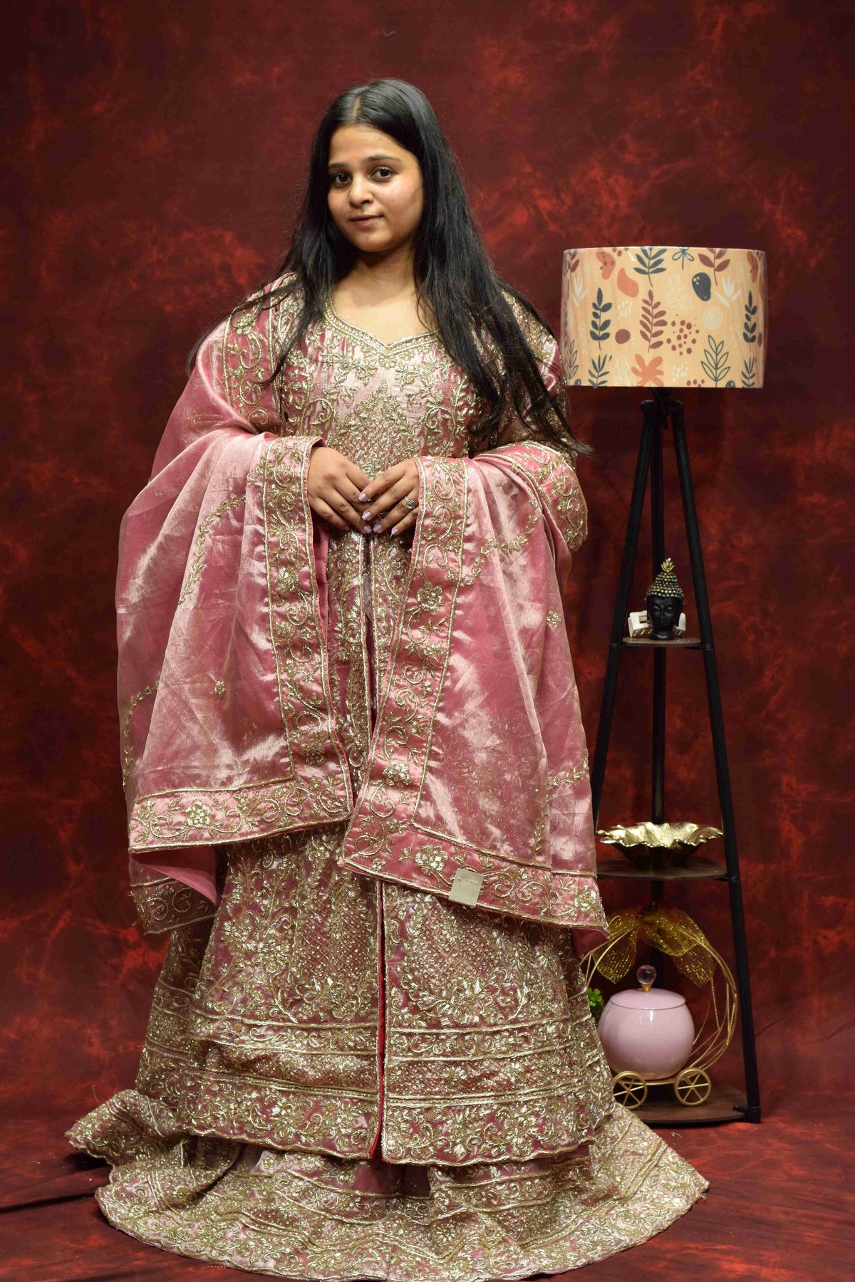 Blush Pink Designer Saree with Intricate Golden Embroidery