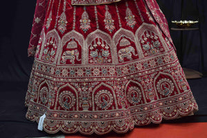 Royal Red Bridal Lehenga Saree with Intricate Silver Zari Embroidery